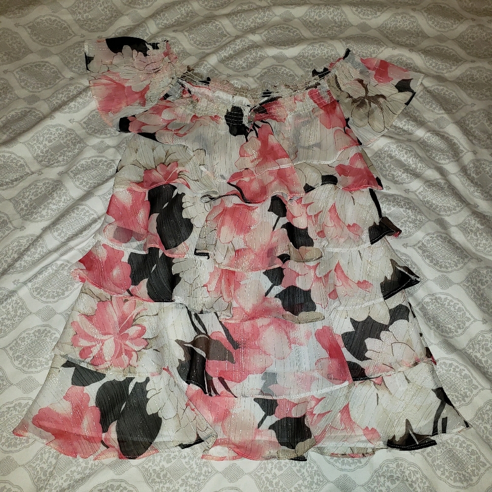 WHBM Ruffle Off/On Shoulder Top